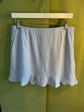 Light Blue Gingham Ruffle Mini Skirt - Classic Summer Style